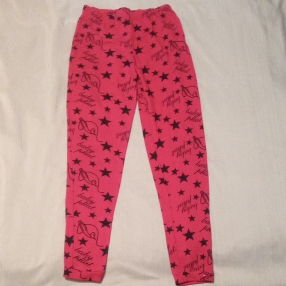 Pink and Black Star Print Leggings with Elastic Waistband